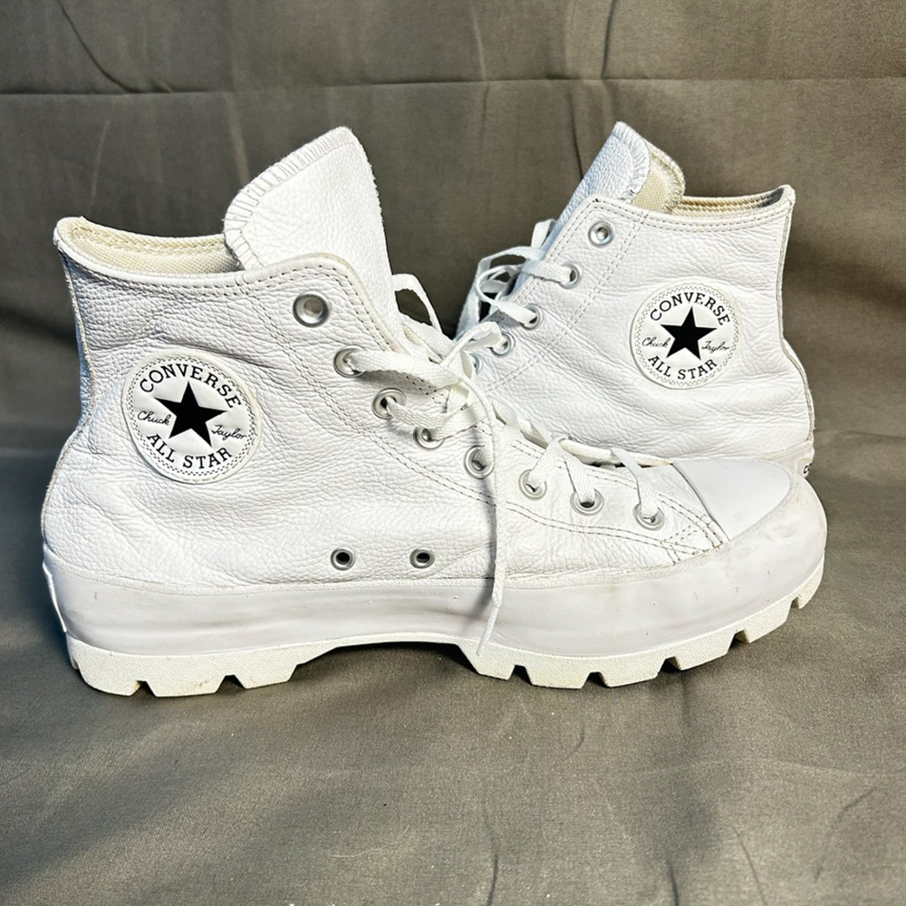 Converse Chuck Taylor All Star Lugged Platform Leather White High Tops Sz 10